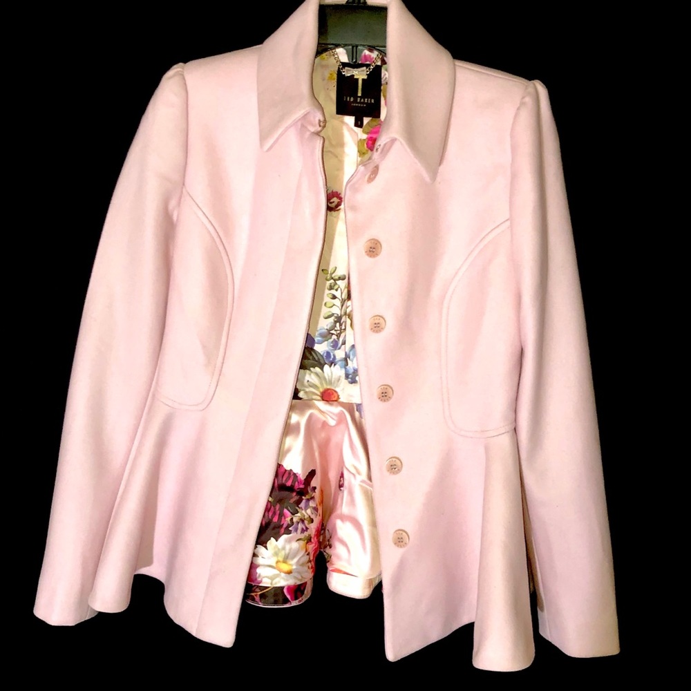 TED BAKER LONDON “Sollel” Pink Peplum Coat Size XS